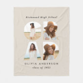 Abschluss 4 Foto Modernes personalisiertes Schwarz Fleecedecke (Vorderseite)