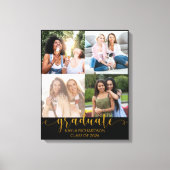 Abschluss 4 Foto Raster Collage Black and Gold Leinwanddruck (Vorderseite)