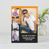 Abschluss 4 FotoCollage Orange Black Ankündigung (Stehend Vorderseite)