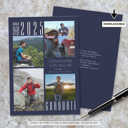 Abschluss 4 Fotos Navy Blue oder Ihre Farbe Ankündigung