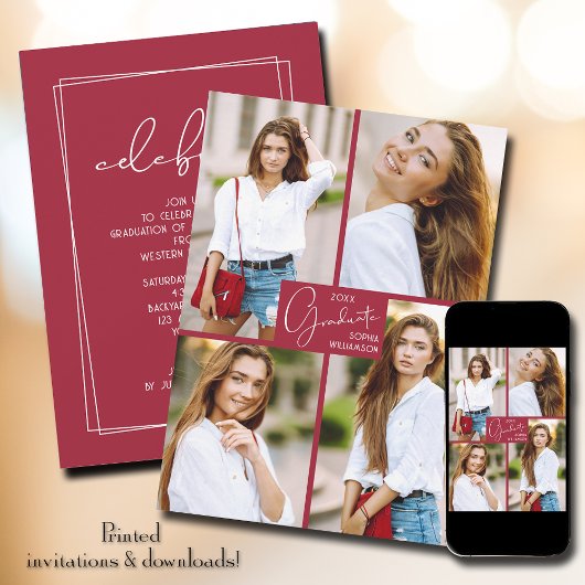 Abschluss 4 Party Einladung für FotoCollage