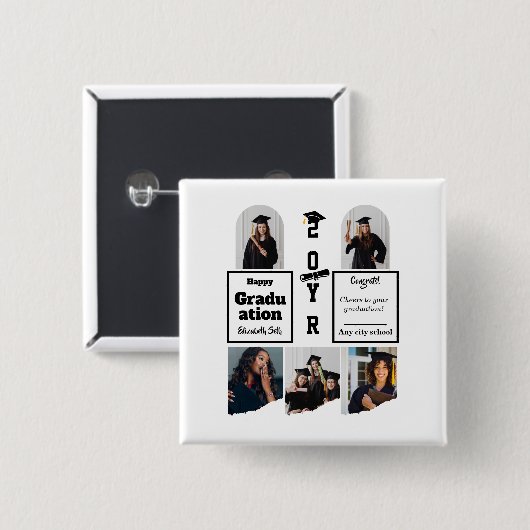 Abschluss 5 Foto-Feier Absolventenvorlage Button (Vorne & Hinten)