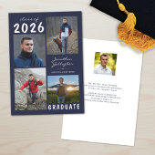 Abschluss 5 Foto Handgeschriebener Name Navy Blue Ankündigung