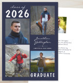 Abschluss 5 Foto Handgeschriebener Name Navy Blue Ankündigung