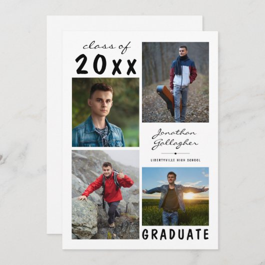 Abschluss 5 Foto Handgeschriebenes Skript Ankündigung (Vorne/Hinten)