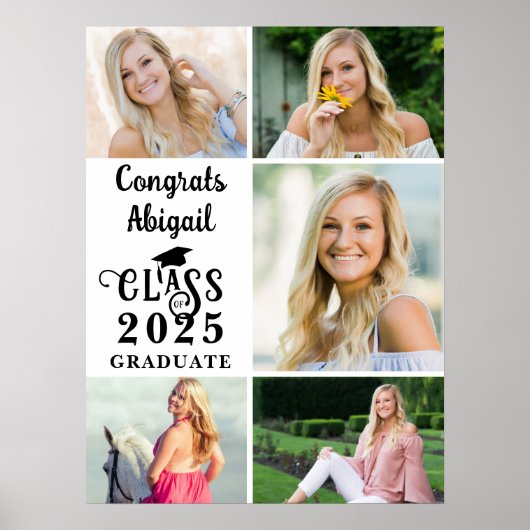 Abschluss 5 Fotocollage Class Year Typografie Poster (Vorne)