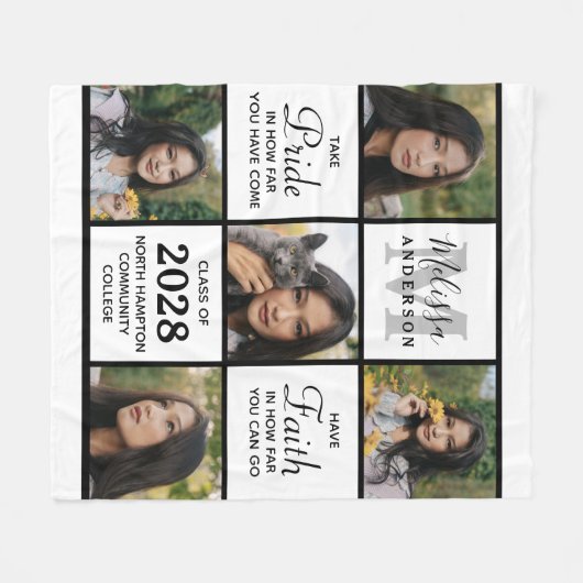 Abschluss 5 FotoCollage Inspiration Graduate Fleecedecke (Vorderseite (Horizontal))