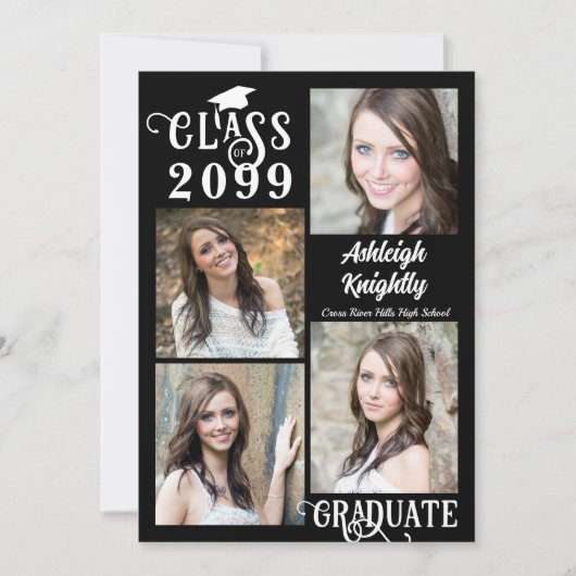 Abschluss 5 Fotos Stilvolles Jahrgang Ankündigung (Vorderseite)