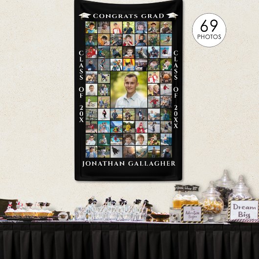 Abschluss 69 Fotocollage Glückwunsch Absolvent Banner