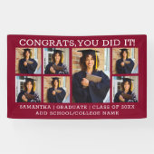 Abschluss 7 Foto Glückwunsch Grad 2023 Burgund Banner (Horizontal)