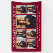 Abschluss 7 Foto Glückwunsch Grad 2023 Burgund Banner (Vertikal)