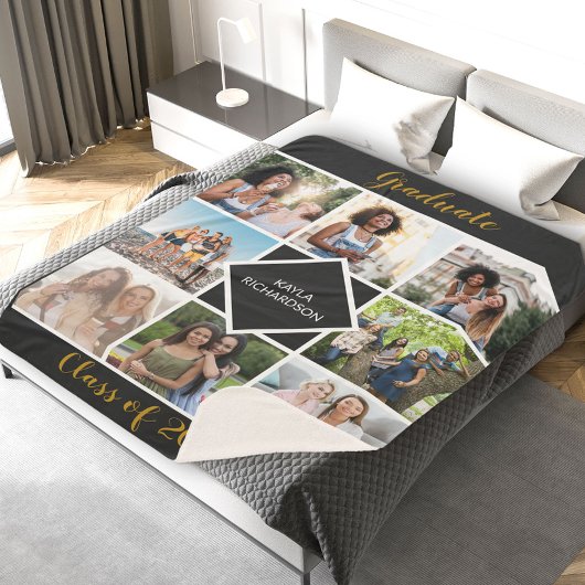 Abschluss 8 Foto Grid Black and Gold Graduate Sherpadecke