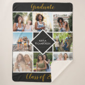 Abschluss 8 Foto Grid Black and Gold Graduate Sherpadecke (Vorderseite)