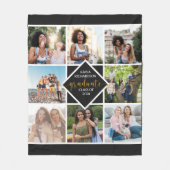 Abschluss 8 Foto-Grid-Collage in Schwarz und Gold Fleecedecke (Vorderseite)
