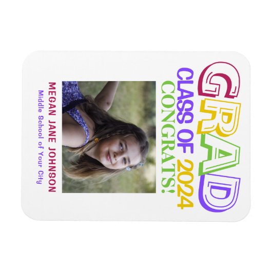 Abschluss 8. Klasse Foto Magnet (Horizontal)