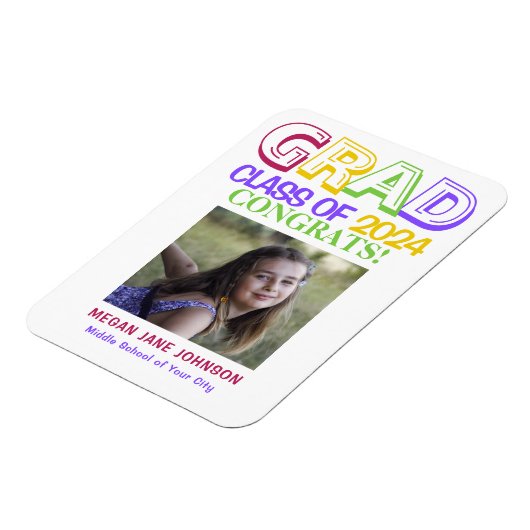 Abschluss 8. Klasse Foto Magnet (Linke Seite)