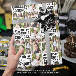 Abschluss 9 FotoCollage Glückwunsch Name Custom Geschenkpapier