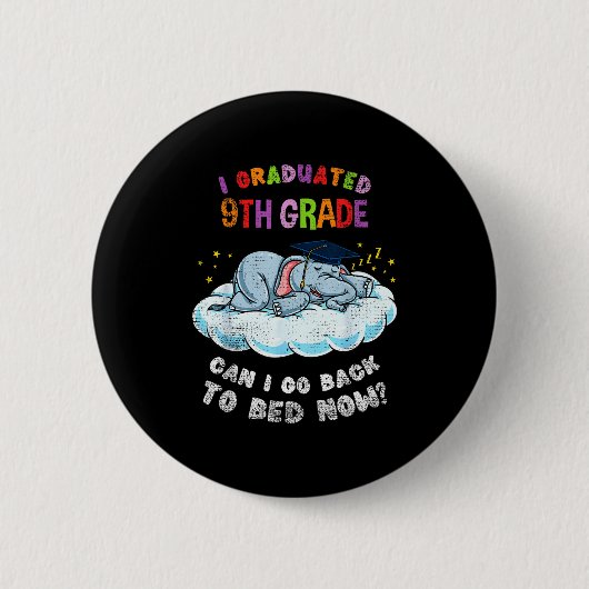 Abschluss 9. Klasse Elefant lustiger Abschluss Button (Vorderseite)