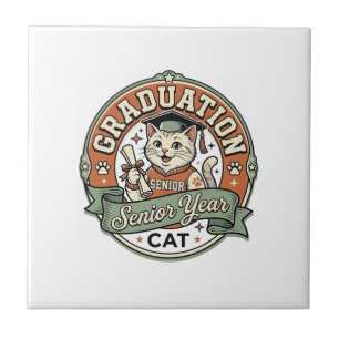 Abschluss Abitur Katze Abschluss Senior Jahr Fliese