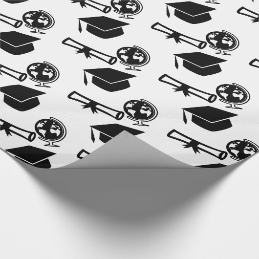 Abschluss-Absolvent-Kappen-Quasten-Welt weiß und Geschenkpapier (Ecke)