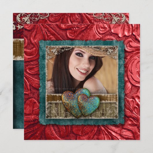 Abschluss-Absolvent-Western-Leder-coole Einladung (Vorne/Hinten)