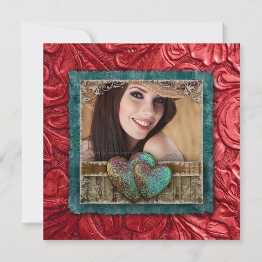 Abschluss-Absolvent-Western-Leder-coole Einladung (Vorderseite)