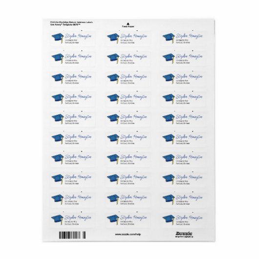 Abschluss Address Labels Blue Cap (Vorne)