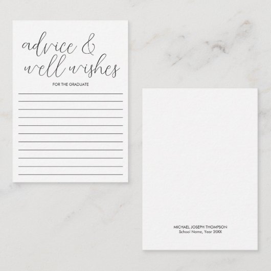 Abschluss Advice Card Graduation Party Game Mitteilungskarte (Vorne/Hinten)