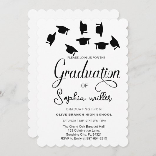 Abschluss an der High School, Graduierungsparty Einladung (Vorne/Hinten)