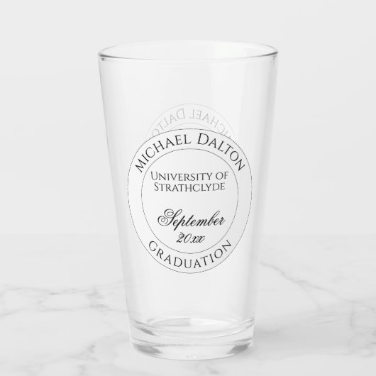 Abschluss an der Universität oder Uni Personalisie Glas (Rückseite)
