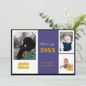 Abschluss Ankündigung Blue Foto Einladung (Stehend Vorderseite)