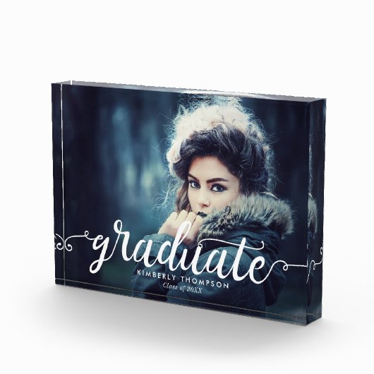 Abschluss Ankündigung Foto Elegantes Script Chic (Rechts)