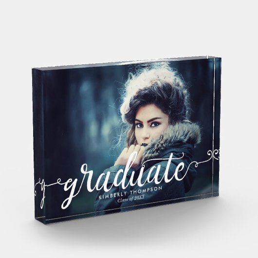 Abschluss Ankündigung Foto Elegantes Script Chic (Links)