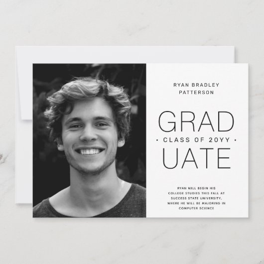 Abschluss Ankündigung Foto Minimalistisch (Vorderseite)