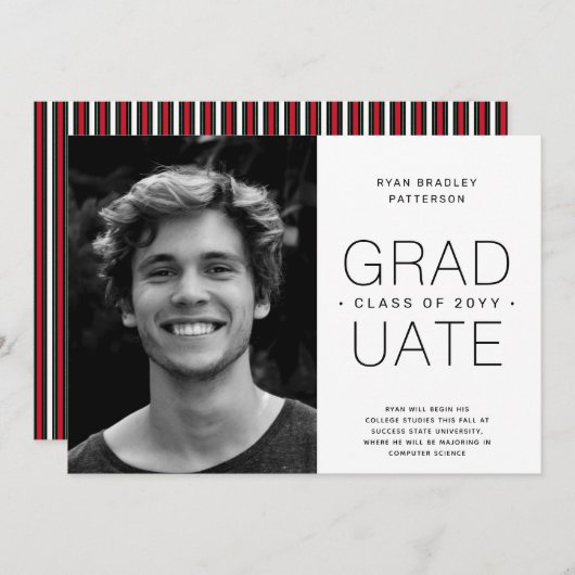 Abschluss Ankündigung Foto Minimalistisch (Vorne/Hinten)