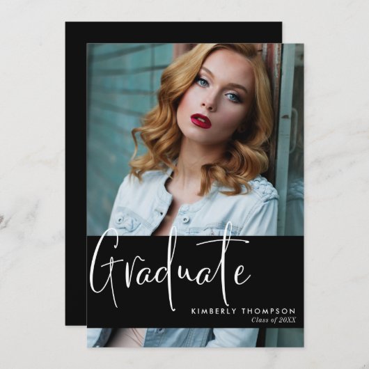 Abschluss Ankündigung Foto Script Modern Einfach (Vorne/Hinten)