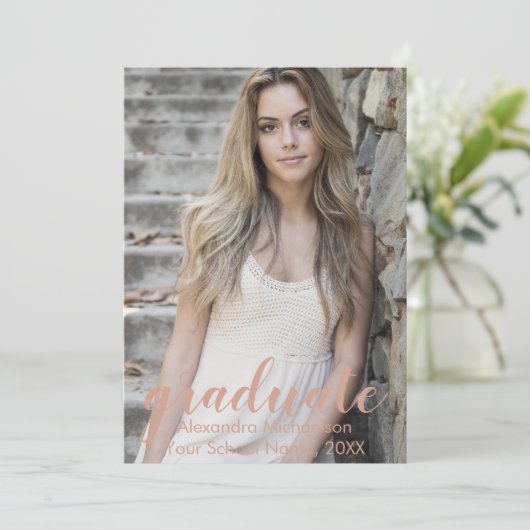 Abschluss-Ankündigung für Skript zwei Fotos Einladung (Stehend Vorderseite)