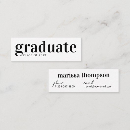 Abschluss-Ankündigung Graduate Business Card Mini Visitenkarte (Vorne/Hinten)