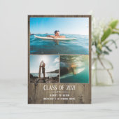 Abschluss Ankündigung Holzplanks 3 Fotokarte (Stehend Vorderseite)