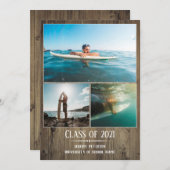 Abschluss Ankündigung Holzplanks 3 Fotokarte (Vorne/Hinten)