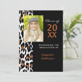 Abschluss Ankündigung Leopard Foto Einladung (Stehend Vorderseite)