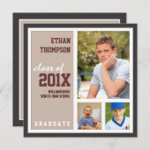 Abschluss Ankündigung mit 3 Fotos Tan Brown (Vorne/Hinten)