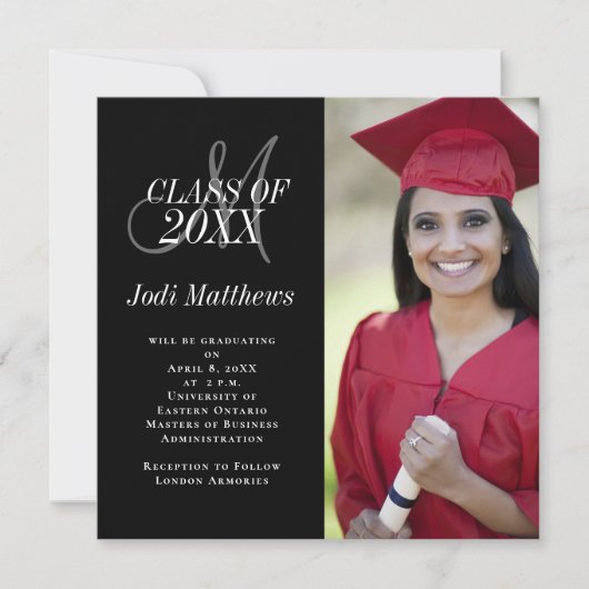 Abschluss Ankündigung Monogram Foto Grad Party (Vorderseite)