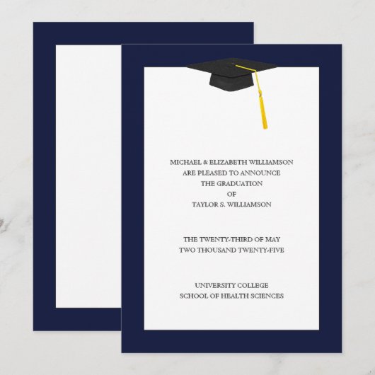 Abschluss Ankündigung Navy Blue (Vorne/Hinten)