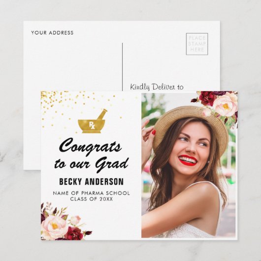 Abschluss Ankündigung Postkarte (Vorne/Hinten)