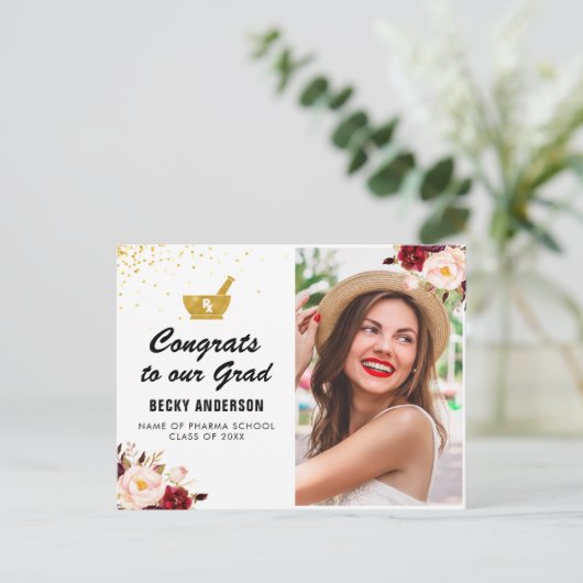 Abschluss Ankündigung Postkarte (Stehend Vorderseite)