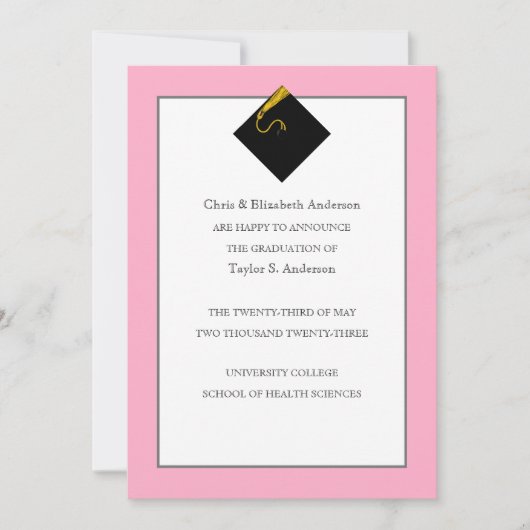 Abschluss Ankündigung Rosa (Vorderseite)