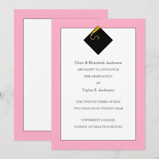 Abschluss Ankündigung Rosa (Vorne/Hinten)