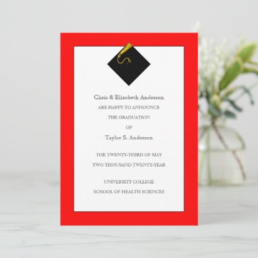 Abschluss Ankündigung Rot (Stehend Vorderseite)