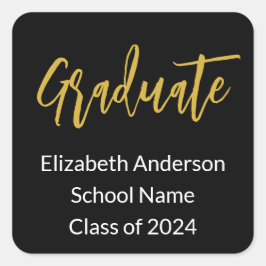 Abschluss Ankündigung Schwarz-weiße Klasse 2024 Quadratischer Aufkleber